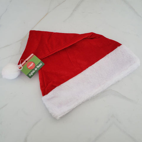 Gorro Natalino Touca Papai Noel de Veludo com Pompom 30cm x 40cm Magizi Vermelho