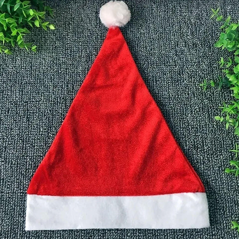 Gorro Natalino Touca Papai Noel de Veludo com Pompom 30cm x 40cm Magizi Vermelho