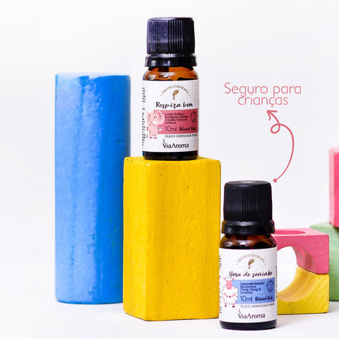 2 Blends Óleos Essenciais Puro Respire bem e Hora do Soninho Aromatizadores 10ml Via Aroma Kids