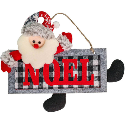 Enfeite Natalino de Pendurar na Porta Papai Noel 25x20cm Magizi Vermelho