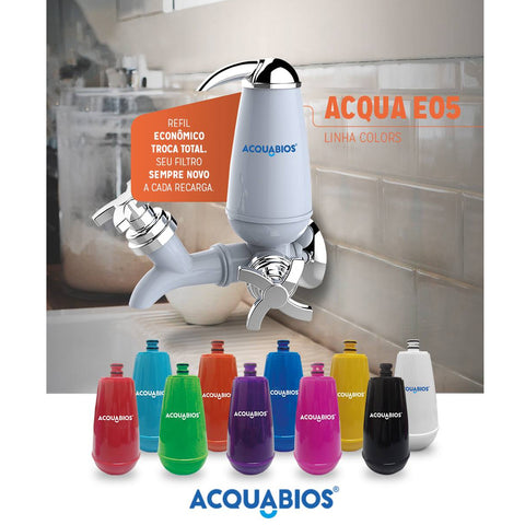 Refil Purificador de Água Colors Quadriseta E05 Acquabios Preto Carvão Ativo