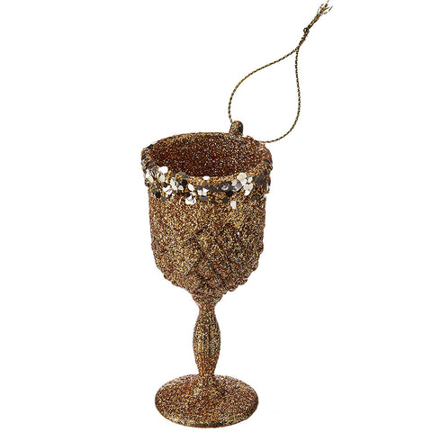 Kit 2 Taças Decorativas com Glitter Enfeites para Árvore de Natal Magizi Rose Gold