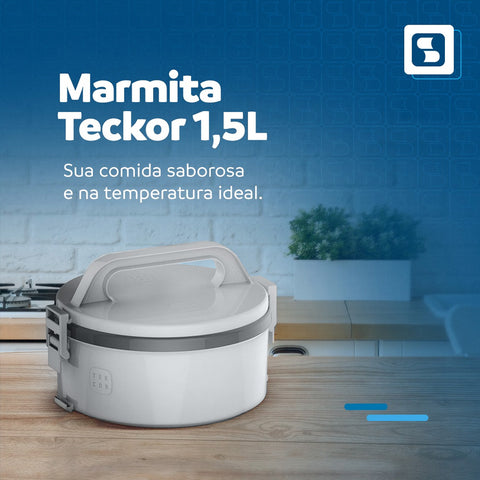 Conjunto 5 Marmitas Térmicas Marmitex Termoprato Tekcor 1,5L Soprano Cinza