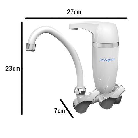 Filtro de Água com Torneira e Volantes Duplos Acquabios Premium Branco e Cromado