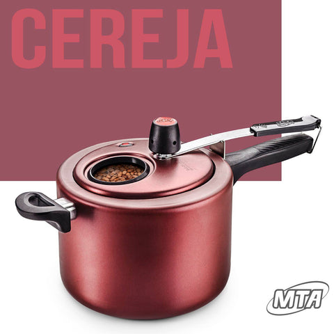 Panela de Pressão Alumínio Antiaderente com Visor de Vidro 4,5L MTA Vermelho Cereja