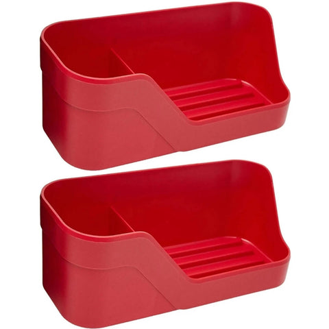 Kit 2 Organizadores de Pia Porta Detergente Esponja e Sabão Trium Compacto Ou Vermelho