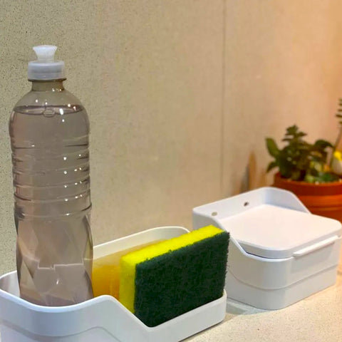 Organizador de Pia Porta Detergente Esponja e Sabão Trium Compacto Ou Branco