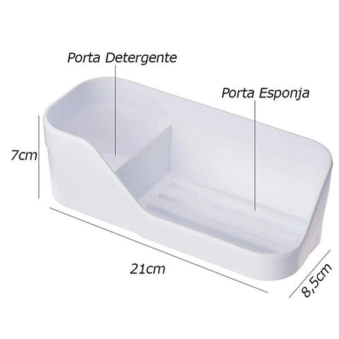Organizador de Pia Porta Detergente Esponja e Sabão Trium Compacto Ou Branco