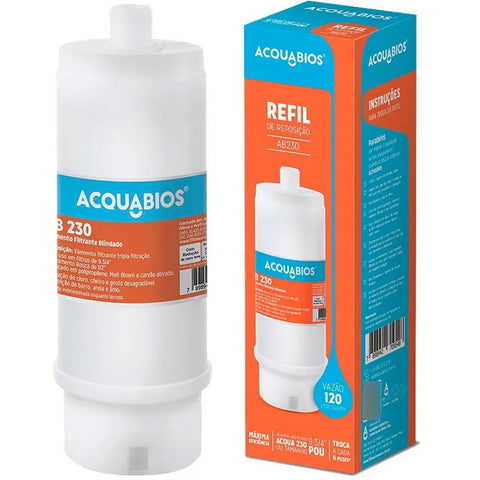 Refil AB230 de Reposição Filtro POU Acqua Tripla Filtração Carvão Ativo Acquabios 1/2'