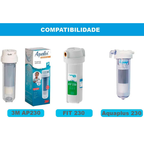 Refil AB230 de Reposição Filtro POU Acqua Tripla Filtração Carvão Ativo Acquabios 1/2'