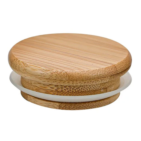 Pote Hermético Mantimentos Vidro 800ml Tampa de Bambu Baleiro Biscoito Temperos Yangzi
