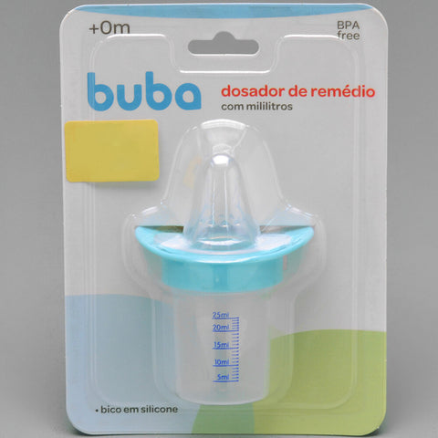 Chupeta Dosadora de Remédio 25ml com Mililitros Bico de Silicone e Tampa Buba Cores Sortidas