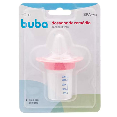 Chupeta Dosadora de Remédio 25ml com Mililitros Bico de Silicone e Tampa Buba Cores Sortidas