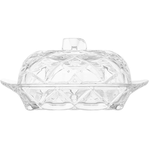 Manteigueira de Cristal com Tampa Deli Diamond Lyor Pote Porta Manteiga 17x10,5x8cm