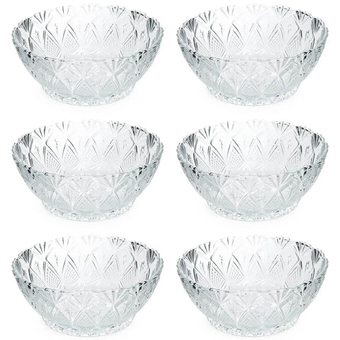Kit 6 Bowls de Vidro Tigelas 350ml Potes para Sobremesa King Lyor Transparente