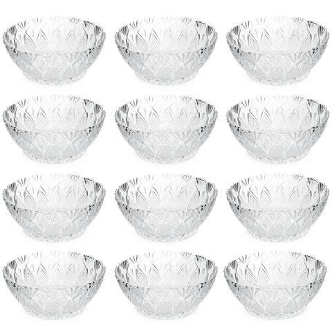 Jogo 12 Potes para Sobremesa Bowls Tigelas de Vidro 350ml King Lyor Transparente