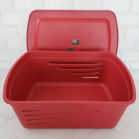 Cesto Organizador Caixa Plástica Grande com Tampa Empilhável Soprano Vermelho