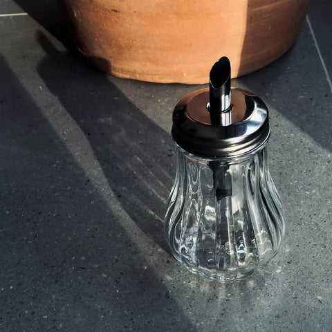 Açucareiro de Vidro Pote com Bico Dosador e Tampa Aço Inox 200ml Lyor Transparente