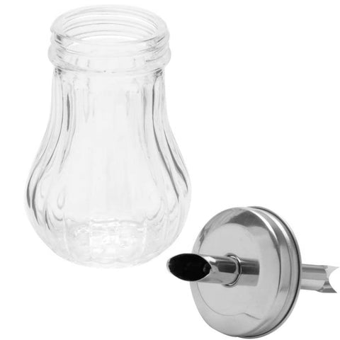 Açucareiro de Vidro Pote com Bico Dosador e Tampa Aço Inox 200ml Lyor Transparente