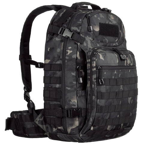 Mochila Tática 45L Militar Camping Mission Invictus Camuflado Warskin Black Poliéster 600D