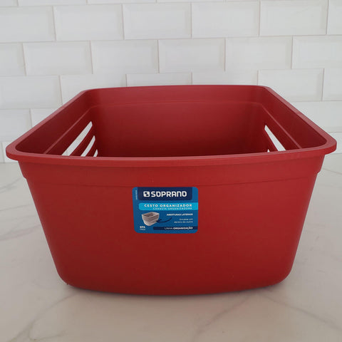 Cesto Organizador Multiuso Caixa Plástica Grande Encaixável Soprano Vermelho 