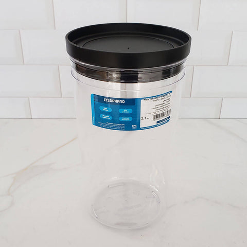 Pote Hermético de Plástico Soprano com Tampa 2,1 Litros Porta Mantimentos Preto