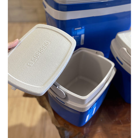 Conjunto 3 Caixas Térmicas 32L 12L e 5L com Alças de Mão Articuláveis Soprano Azul e Cinza