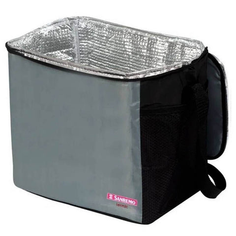 Kit Bolsa Térmica 8L Marmita de Vidro Hermética Vermelha 1L com Divisória Talheres Sanremo Cinza