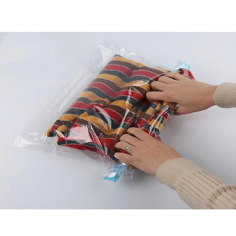 Kit 10 Sacos Plásticos Organizadores à Vácuo para Roupas Viajem 35x50cm Yazi Transparentes