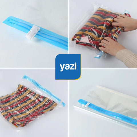 Kit 10 Sacos Plásticos Organizadores à Vácuo para Roupas Viajem 35x50cm Yazi Transparentes