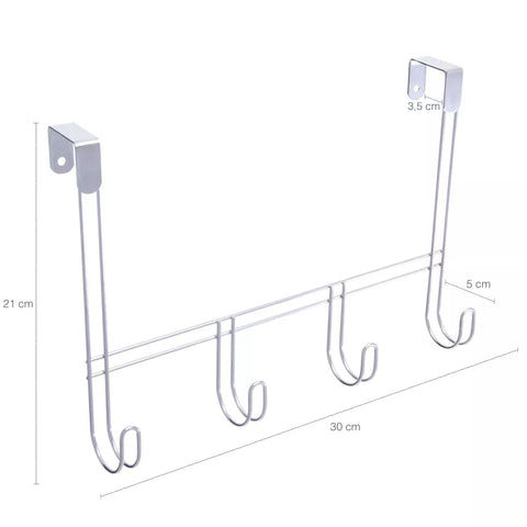 Cabideiro de Enxaice na Porta Banheiro Lavanderia Cabide 4 Ganchos para Roupas Toalhas