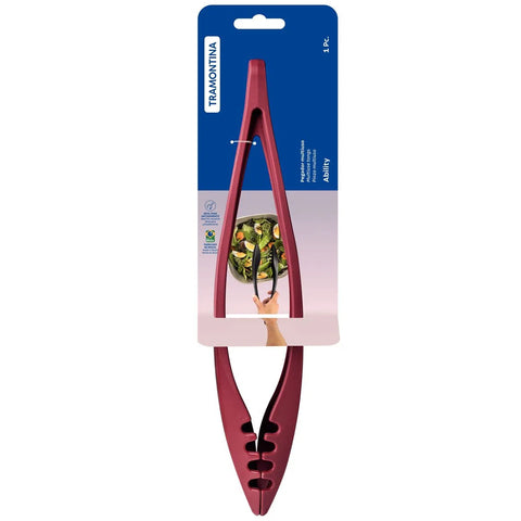 Pegador Pinça Ability Tramontina 29,8cm Salada Massa Multiuso Nylon Vermelho