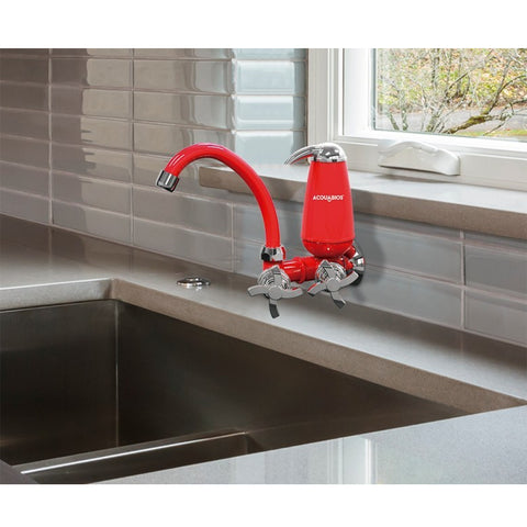 Torneira de Cozinha Parede Filtro e Bica Móvel Colors Quadriseta ABS Acquabios Cromada e Vermelha