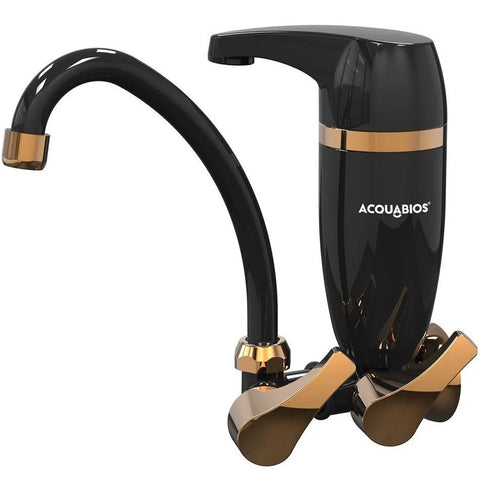 Torneira de Parede para Cozinha com Filtro de Água Bica Móvel Premium Acquabios Preto e Dourado