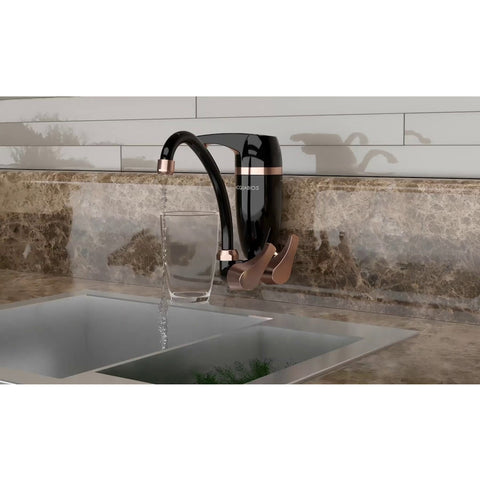 Torneira de Parede para Cozinha com Filtro de Água Bica Móvel Premium Acquabios Preto e Dourado