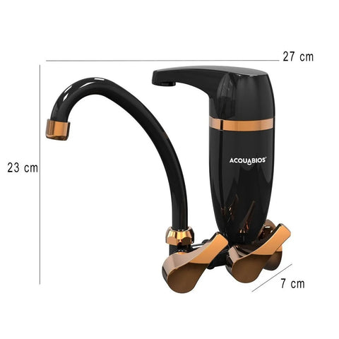 Torneira de Parede para Cozinha com Filtro de Água Bica Móvel Premium Acquabios Preto e Dourado