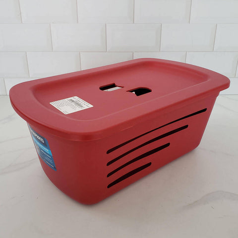 Conjunto 3 Cestos Caixas Organizadoras Empilháveis com Tampa Plástica Média Soprano Vermelho 