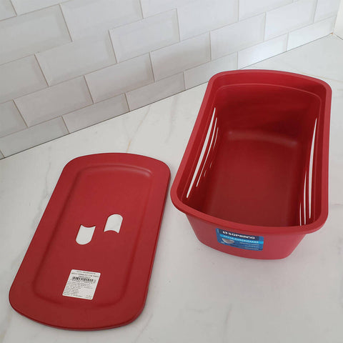 Conjunto 3 Cestos Caixas Organizadoras Empilháveis com Tampa Plástica Média Soprano Vermelho 