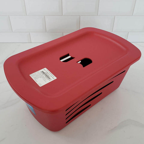 Conjunto 3 Cestos Caixas Organizadoras Empilháveis com Tampa Plástica Média Soprano Vermelho 