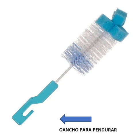 Kit Escovas para Limpeza de Mamadeira e Bico Esponja Higienização Buba Azul