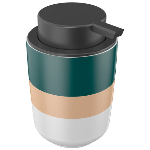 Dispenser Porta Sabonete Líquido Cerâmica para Banheiro 200ml Osaka Yoi com Listras Coloridas