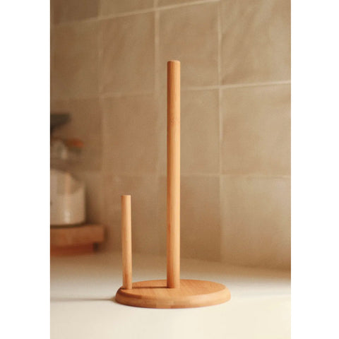 Suporte Porta Rolo de Papel Toalha Bambu Organizador de Bancada Mesa Tyft Yoi