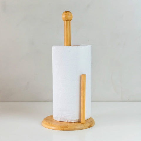 Suporte Porta Rolo de Papel Toalha Bambu Organizador de Bancada Mesa Tyft Yoi