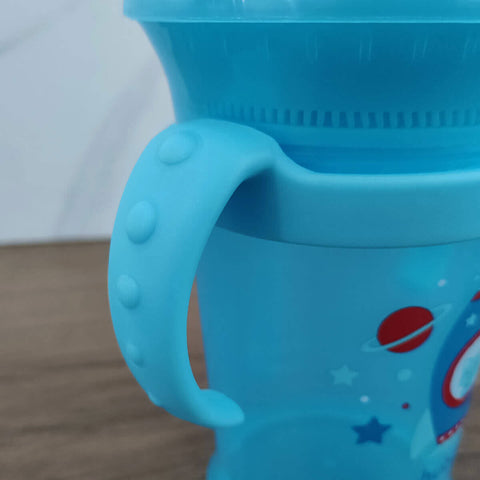 Copo de Treinamento 360° para Bebê Copo Infantil com Alça 210ml Buba Azul