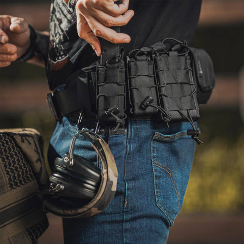 Porta Carregador de Rifle Fuzil para Cinto Canguru Reload Fast Mag AK 7.62 Invictus Preto