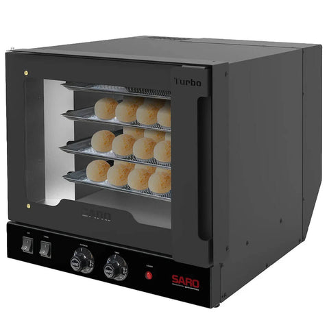 Forno Turbo Industrial Elétrico 49x60cm Saro com 4 Esteiras Inox 250°C 127v