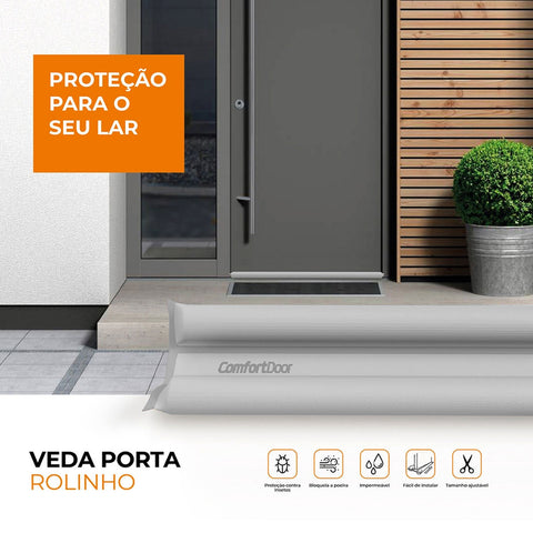 Veda Porta Cinza Rolinho 80cm Impermeável Comfort Door em Couro Sintético e Espuma