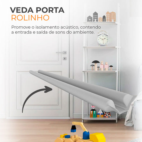 Veda Porta Cinza Rolinho 80cm Impermeável Comfort Door em Couro Sintético e Espuma