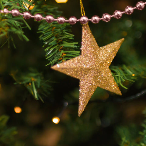 Kit 2 Correntes de Bolinhas Rose Gold 8 Metros Magizi Enfeites de Natal para Árvore
