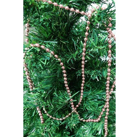 Kit 2 Correntes de Bolinhas Rose Gold 8 Metros Magizi Enfeites de Natal para Árvore